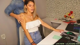 Beautiful Secretary Gets Sensual Massage In Office