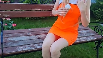 Public Masturbation With A Sexy Babe Using A Vibrator And Fake Ice Cream