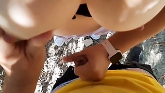 Big Natural Tits Cougar Gives Oral Pleasure In Nature